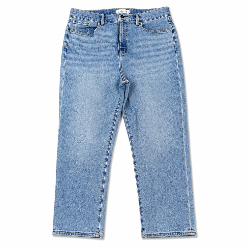 LOFT Jeans Womens 12P 31 Petite High Rise Capri Straight Jeans Light Wash Denim